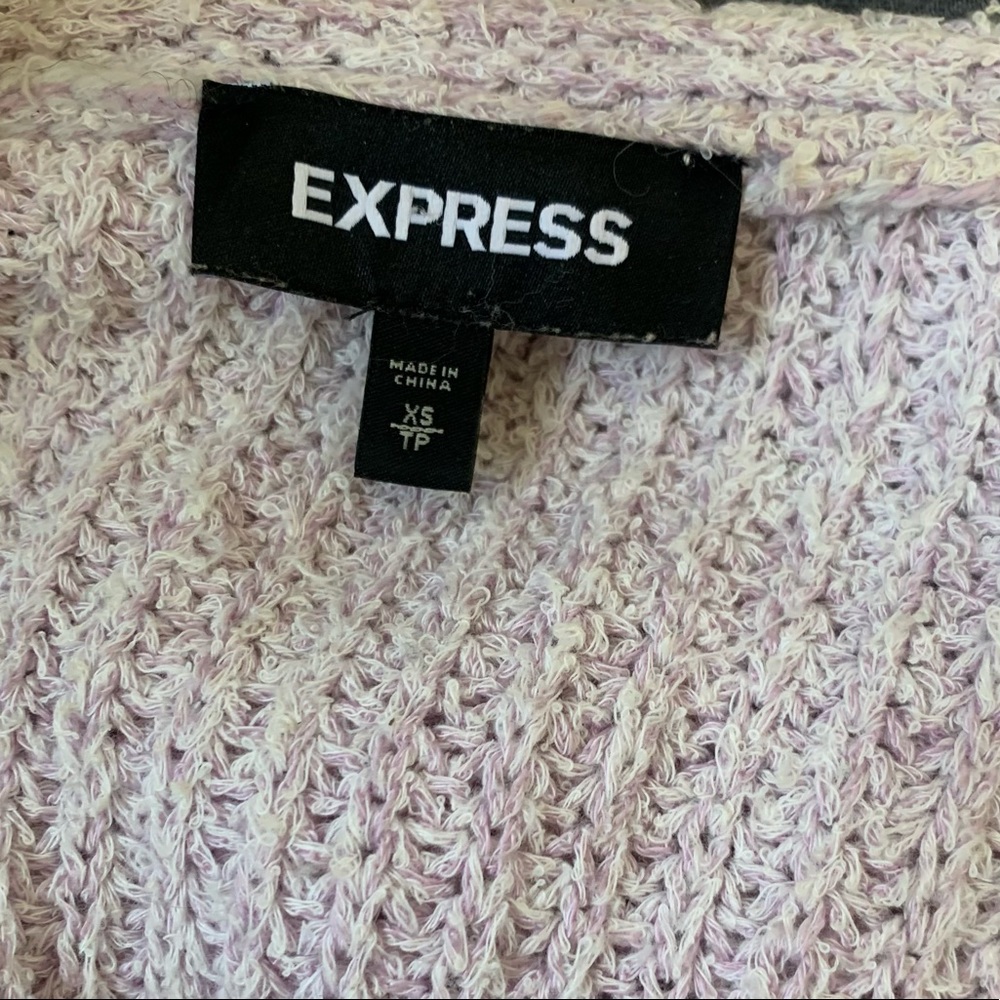 Express Lavender Oversized Shaker V-Neck Sweater - Picture 6 of 6